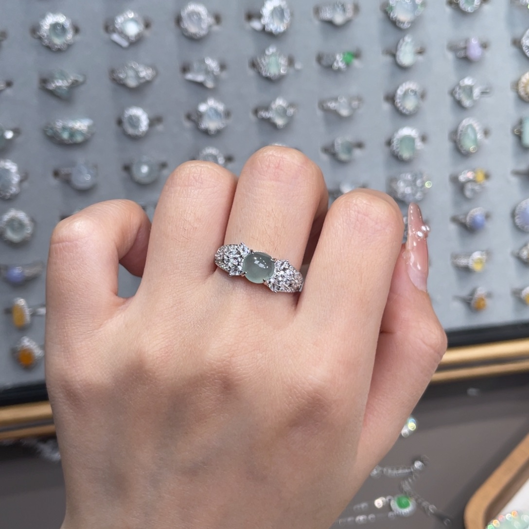 翡翠银S925镶嵌戒指