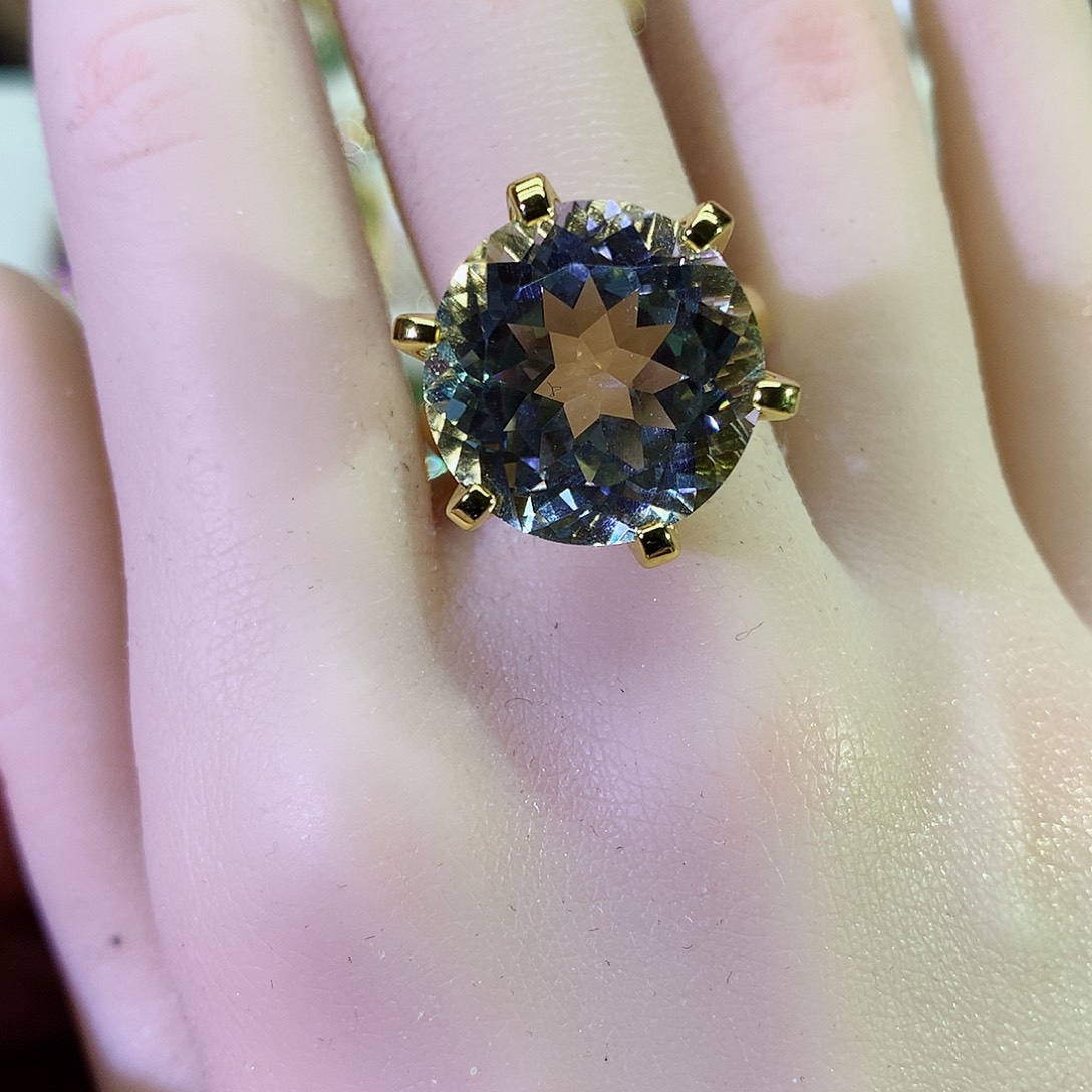 托帕石戒指银S925镶嵌