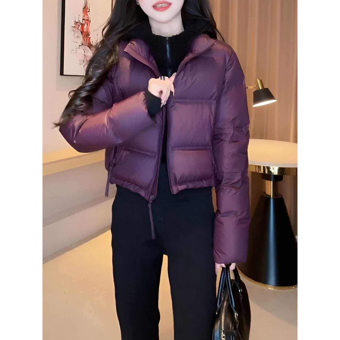 加厚立领短款棉衣外套女冬季新款时尚宽松百搭高级感保暖面包棉服