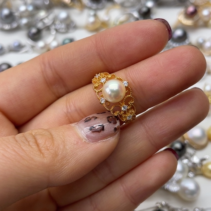 海水珍珠戒指银S925镶嵌