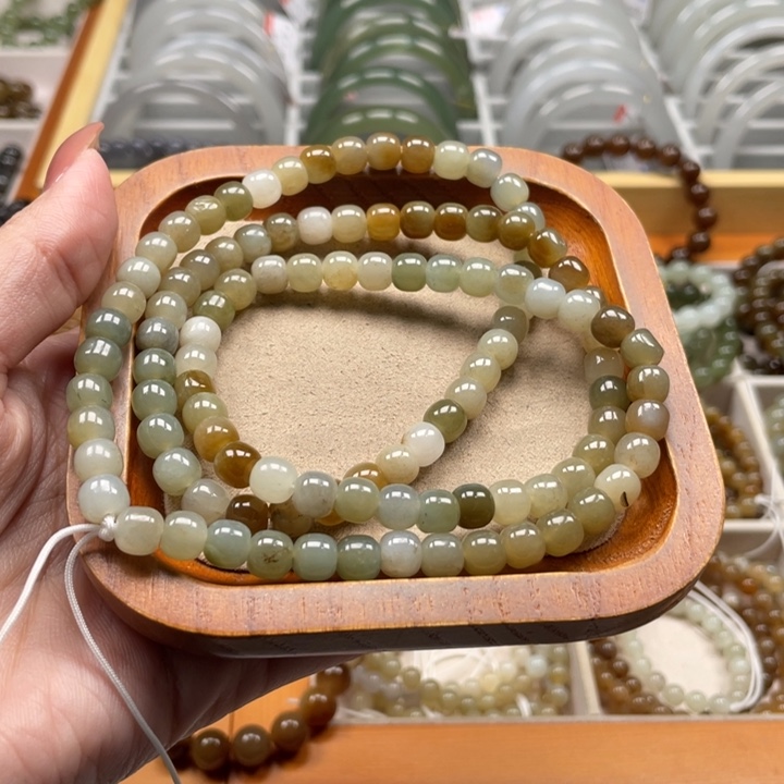 和田玉珠串6*7mm未镶嵌