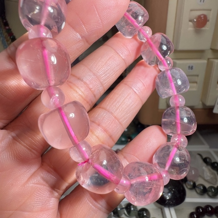 手链未镶嵌芙蓉石天然冰粉晶苹果