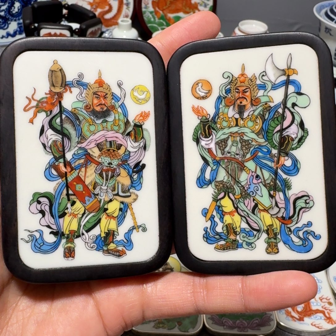 用***4瓷片门神一对一对