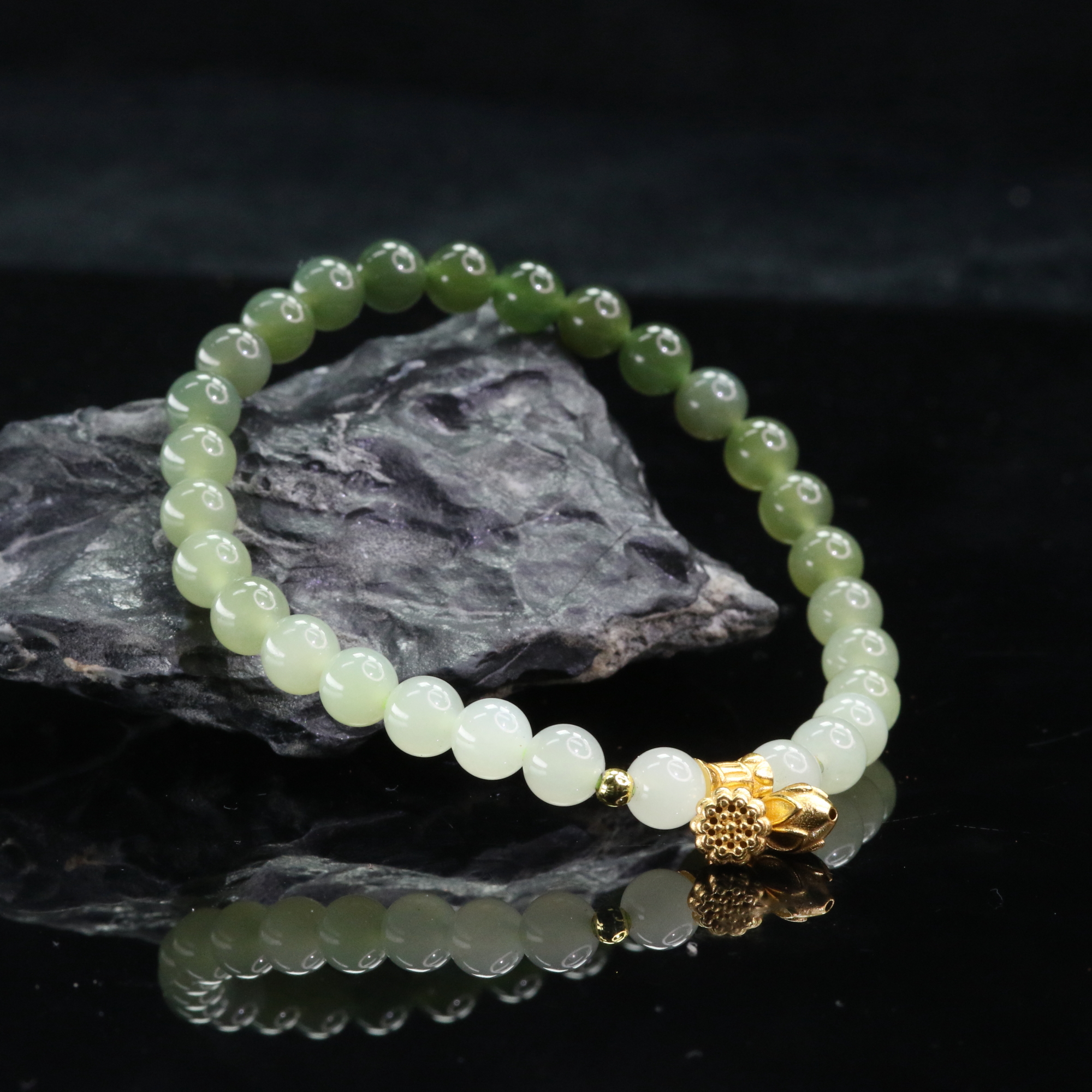 1和田玉晴水渐变s925手串/800407北京中保拍卖