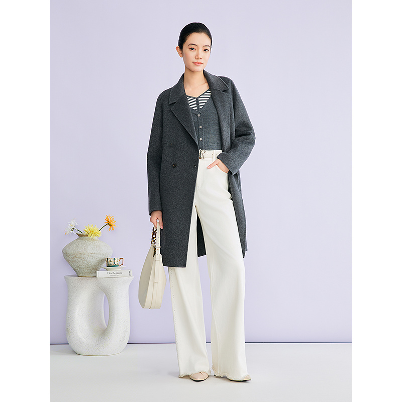 【好运红】YINER音儿2026冬季新款羊毛桑蚕丝混纺大衣8C46180006