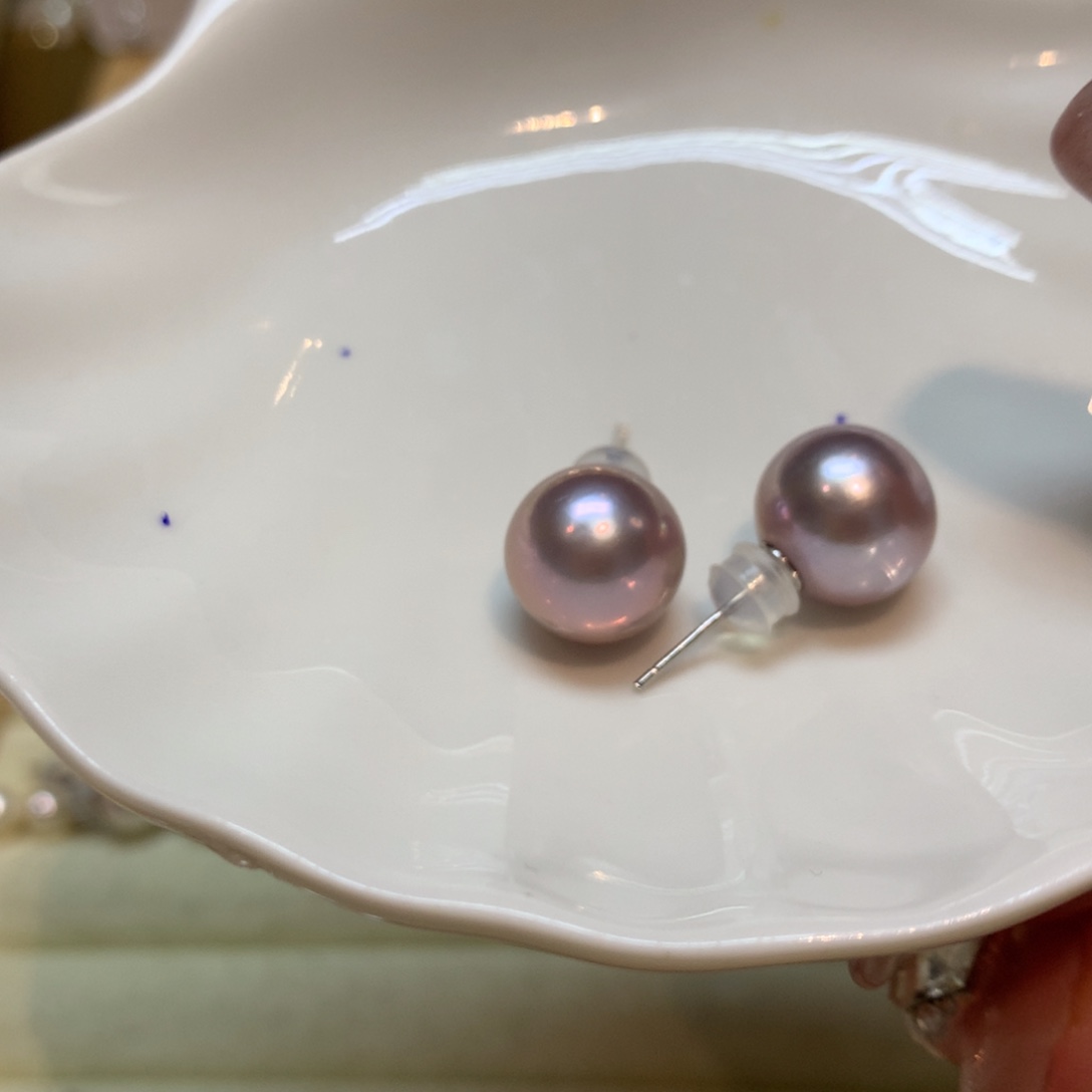 淡水珍珠耳饰银S925镶嵌