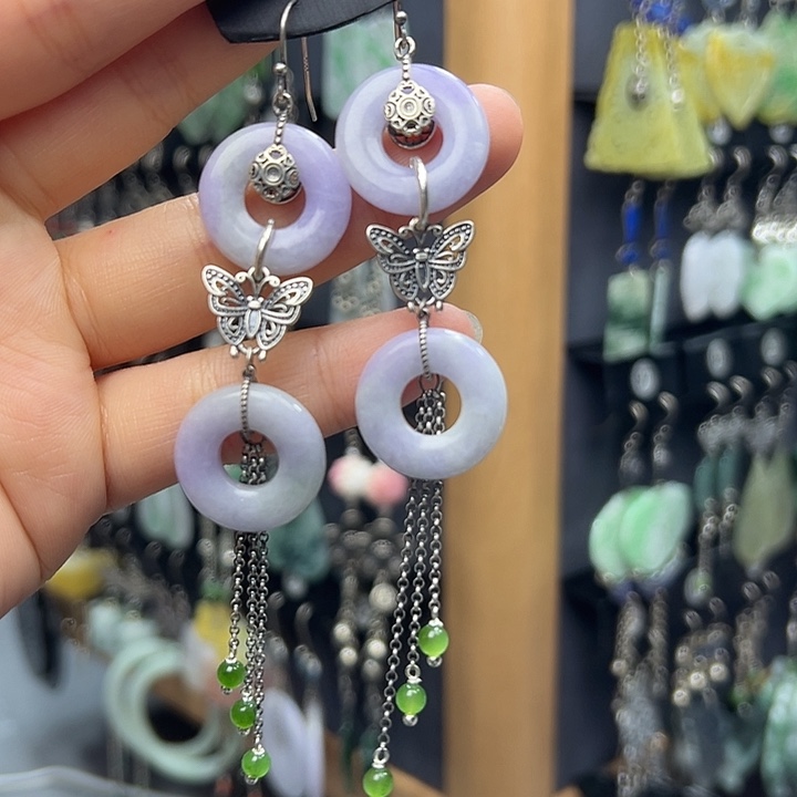 翡翠银S925镶嵌耳饰朗****区55556