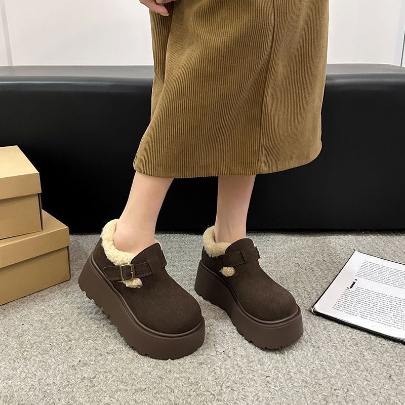 雪地靴女2025秋冬新款加绒一体保暖百搭增高厚底皮毛勃肯毛毛棉鞋