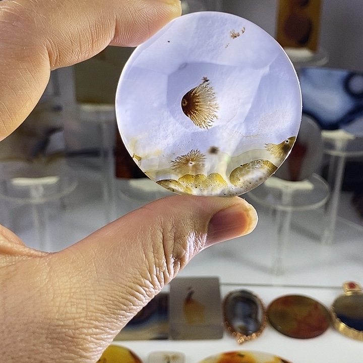 合成碳硅石非金属时尚图纹画面石饰品