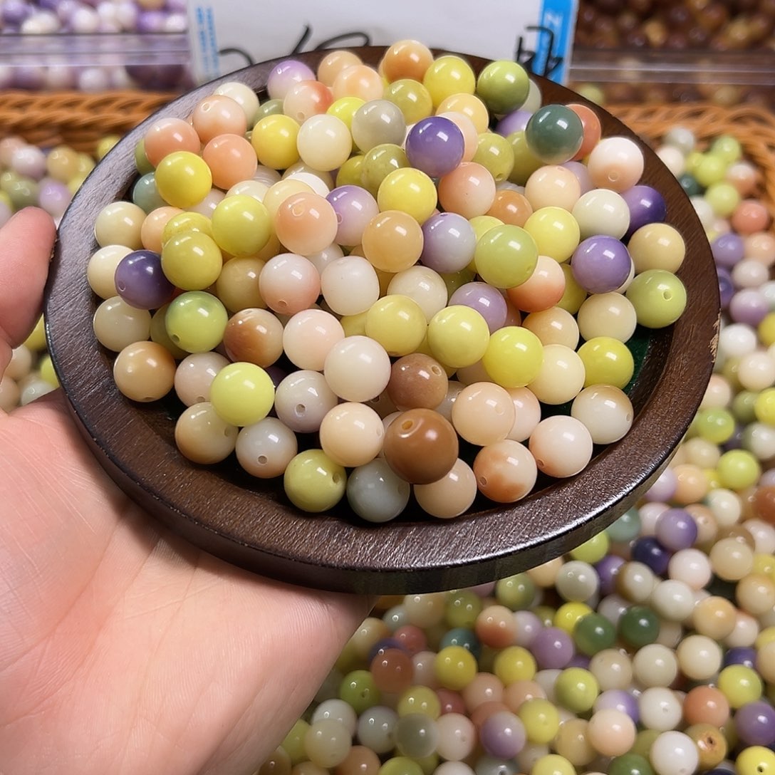 菩提根/象牙果吊坠卡12彩虹圆珠200颗