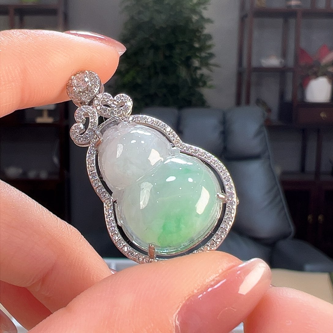 翡翠吊坠(不含链)银S925镶嵌吊坠67