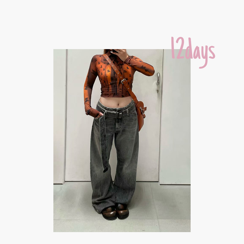 12days | 【25FW】AC扎染水洗做旧腰带阔腿牛仔裤 | 25169