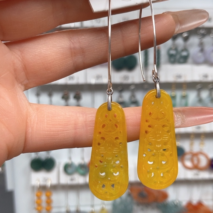 【闪购商品】翡翠耳饰银S925镶嵌优化耳饰