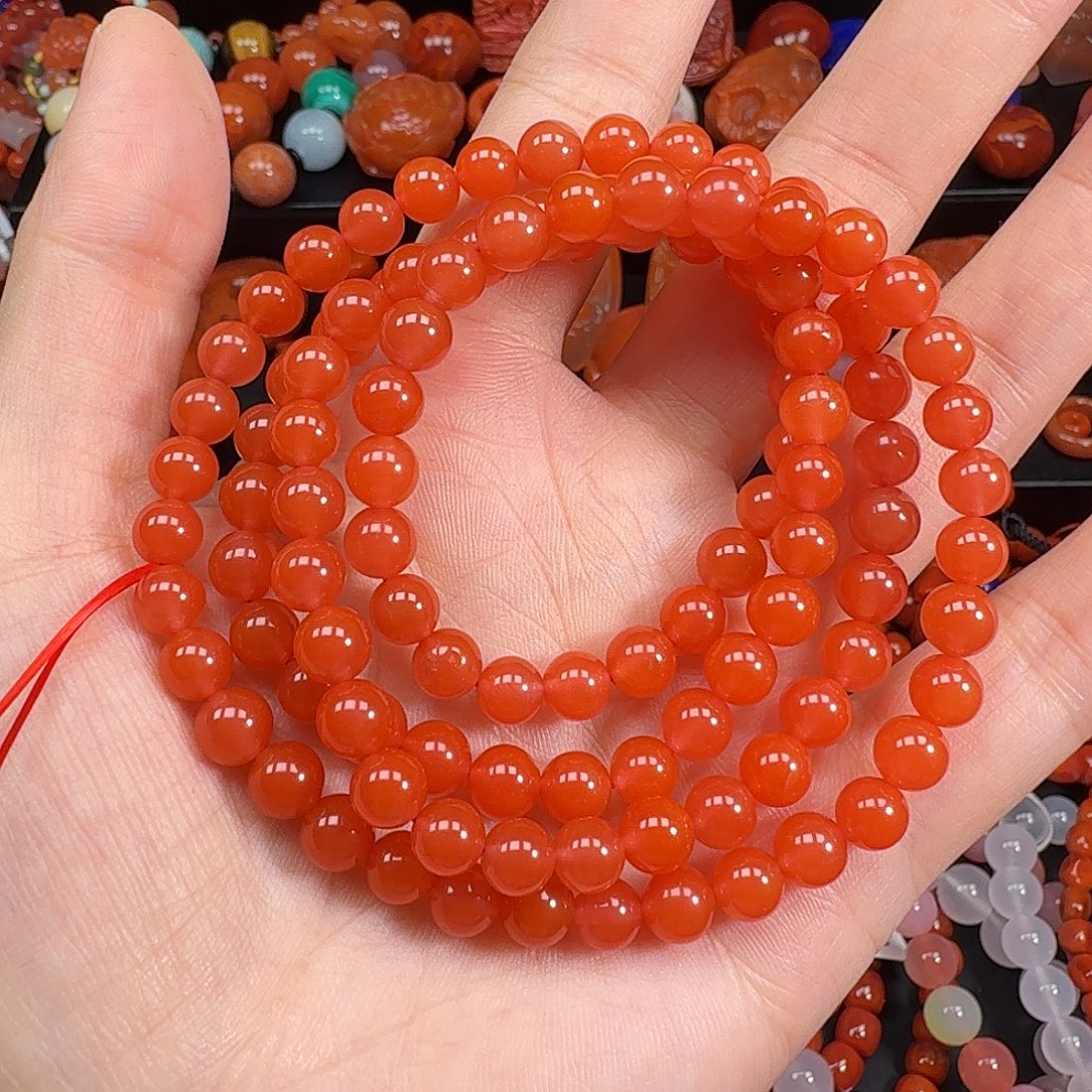 南红玛瑙未镶嵌手串6.5mm
