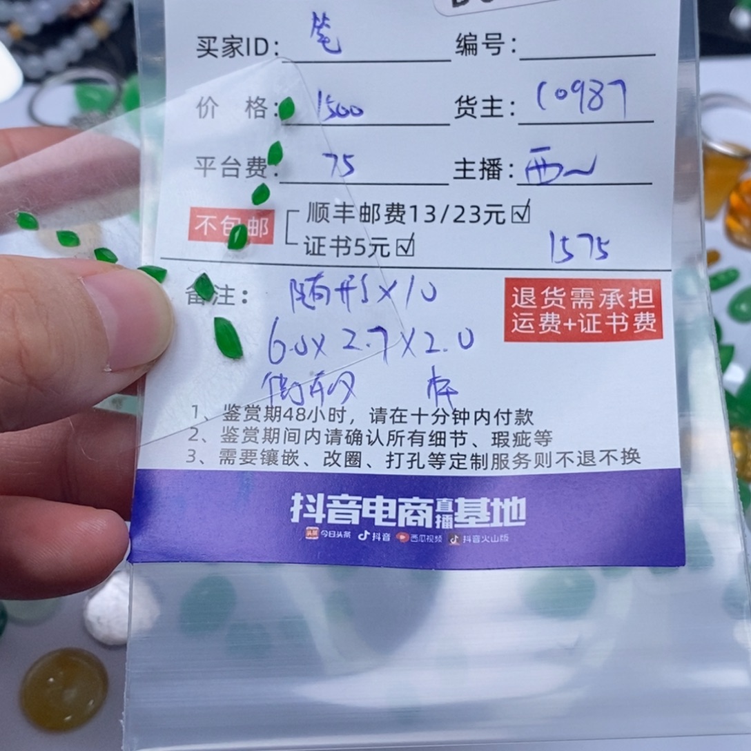 笔***雨翡翠未镶嵌颈饰D0103025