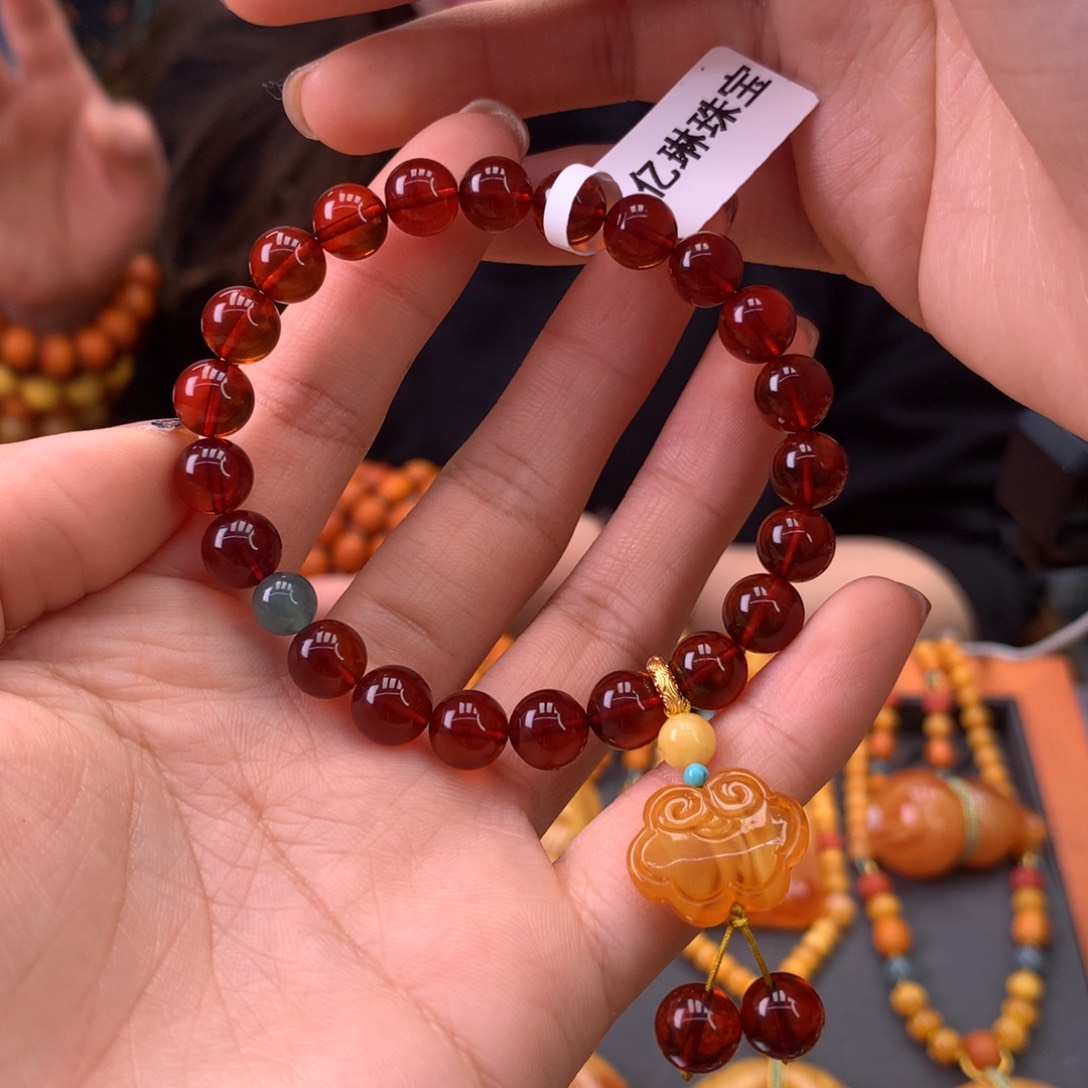 血珀手串未镶嵌天然