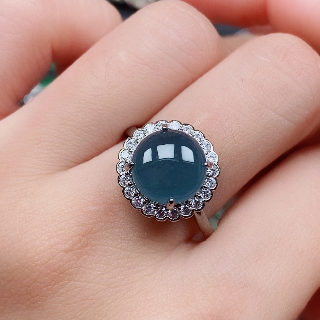 翡翠手链银S925镶嵌戒指