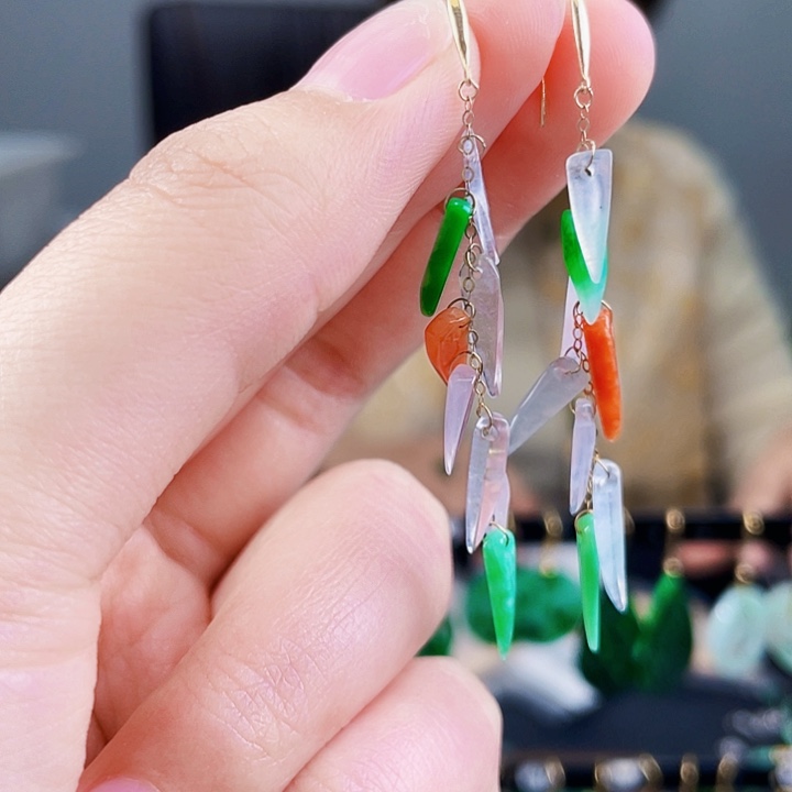 翡翠耳饰18K金镶嵌饰品