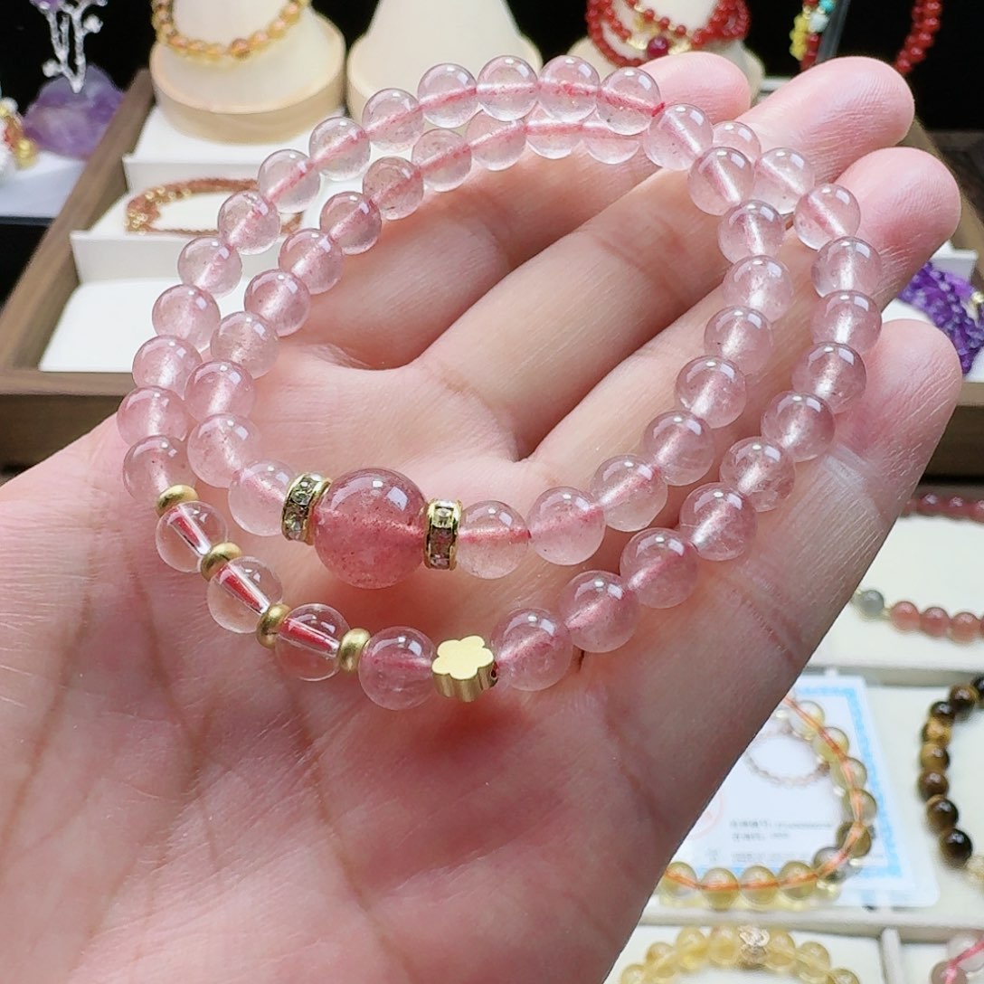 水晶手链未镶嵌草莓晶双圈