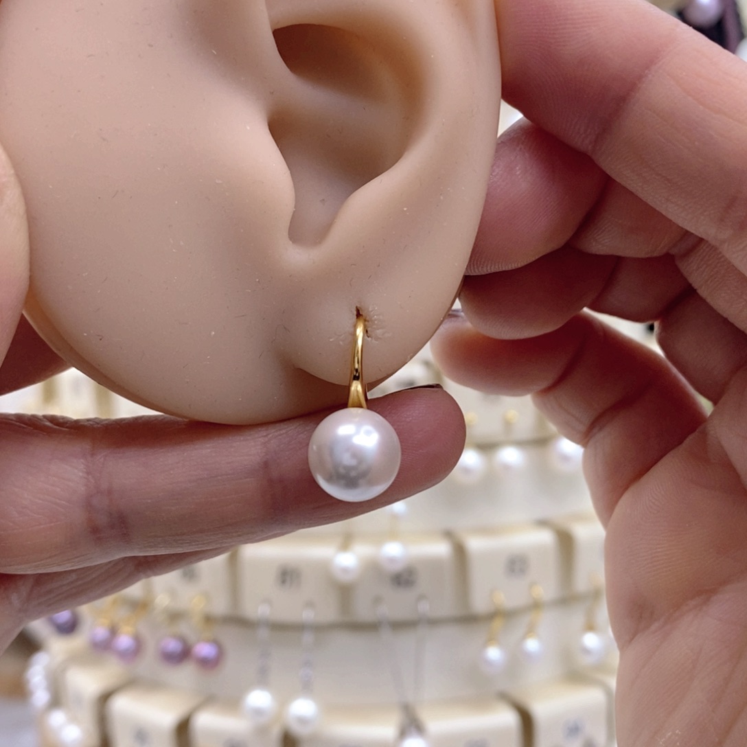 银S925镶嵌淡水珍珠耳饰