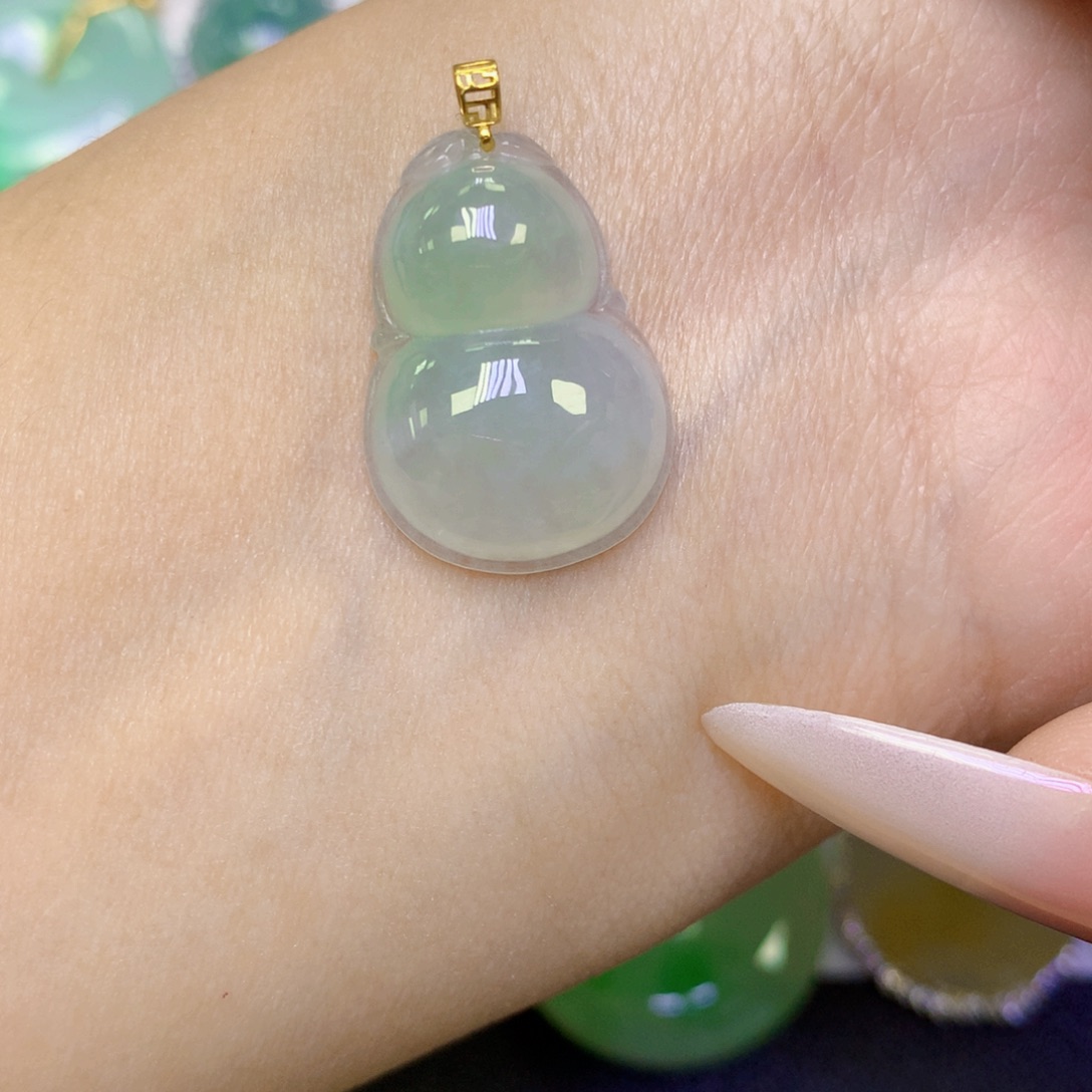 翡翠18K金镶嵌颈饰天然缅甸翡翠a货百元以上9元证书费自理