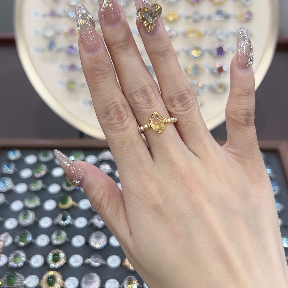 蛇纹石玉戒指银S925镶嵌