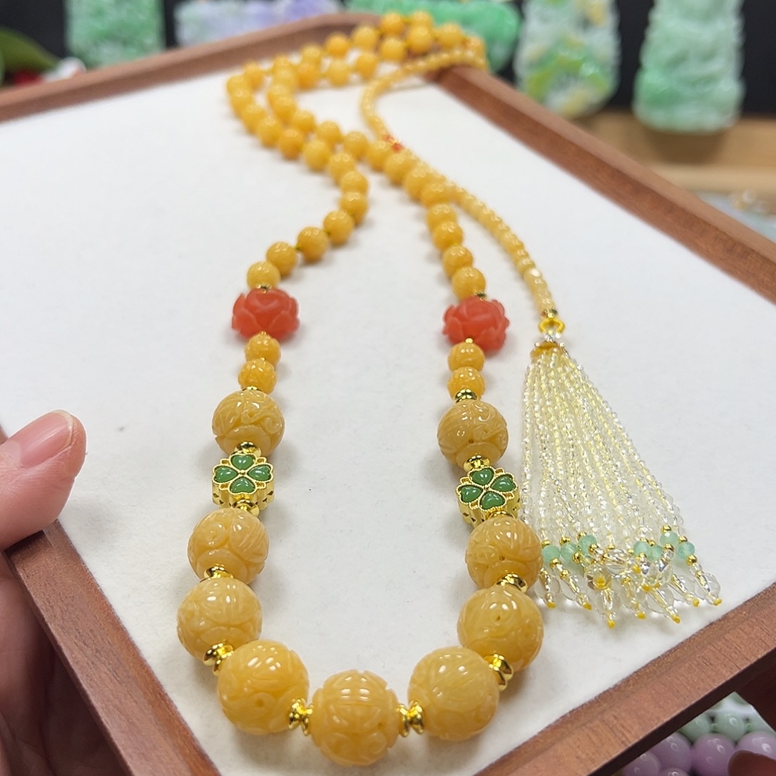 翡翠未镶嵌颈饰项链