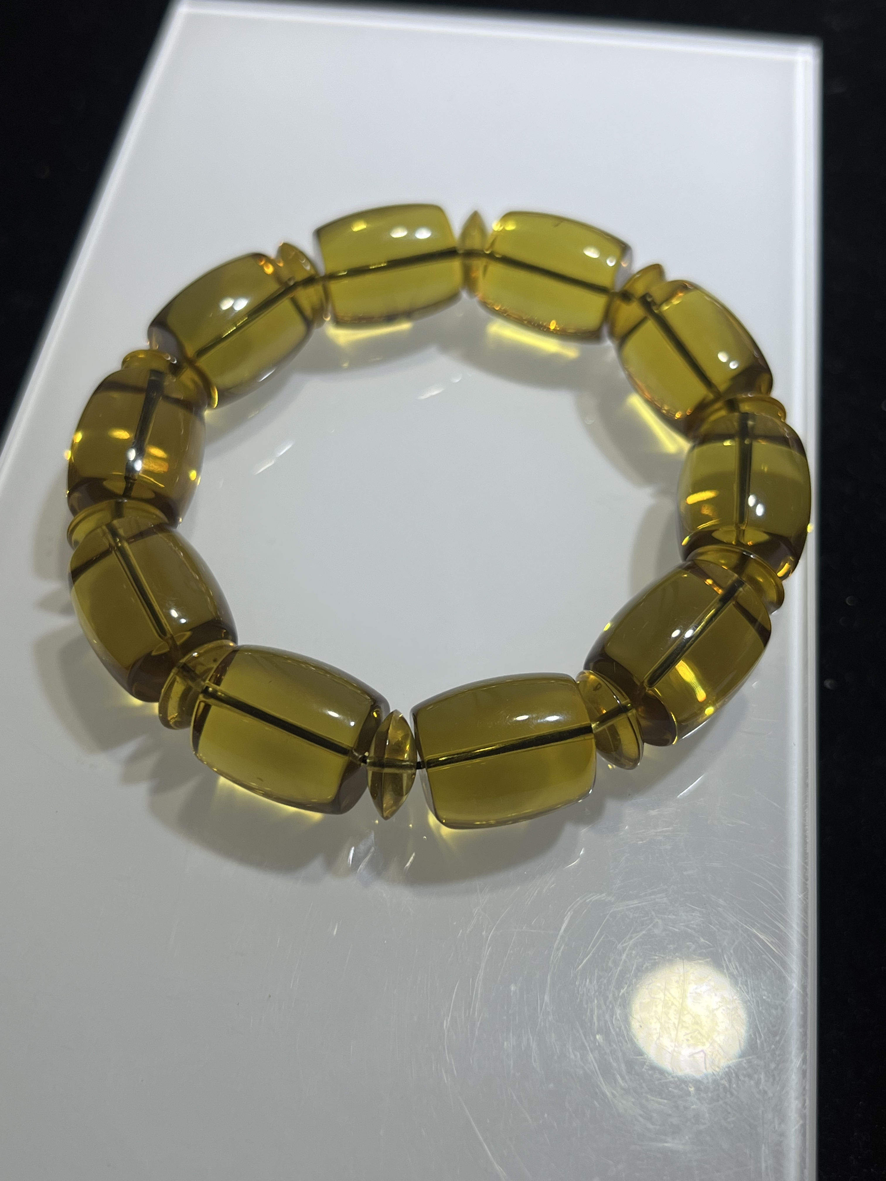 精品绿茶桶珠手串尺寸17/15mm缅甸琥珀桶珠手串天然保真支持鉴定