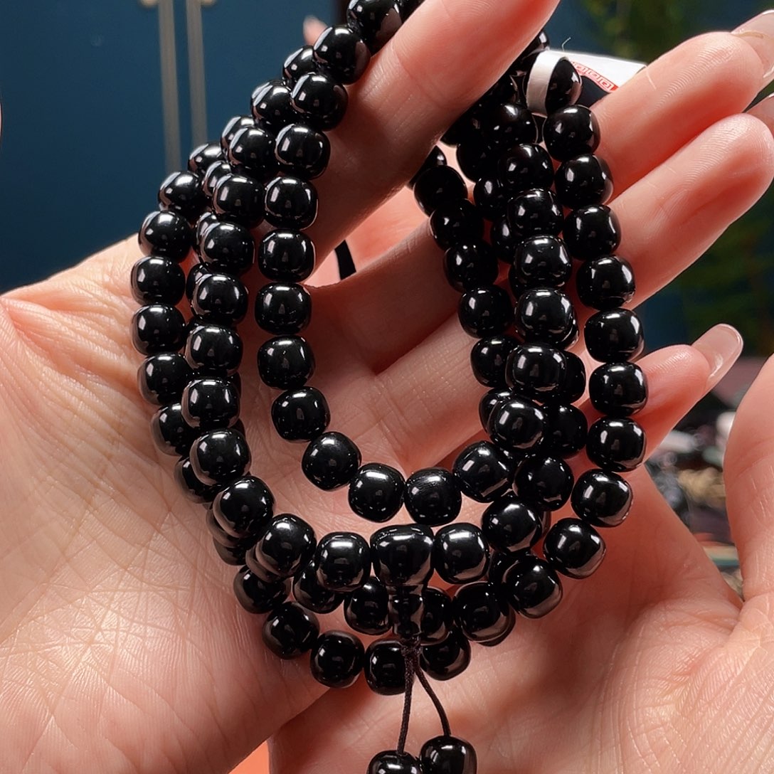 和田玉未镶嵌项链I*e黑青卡7.8老型108