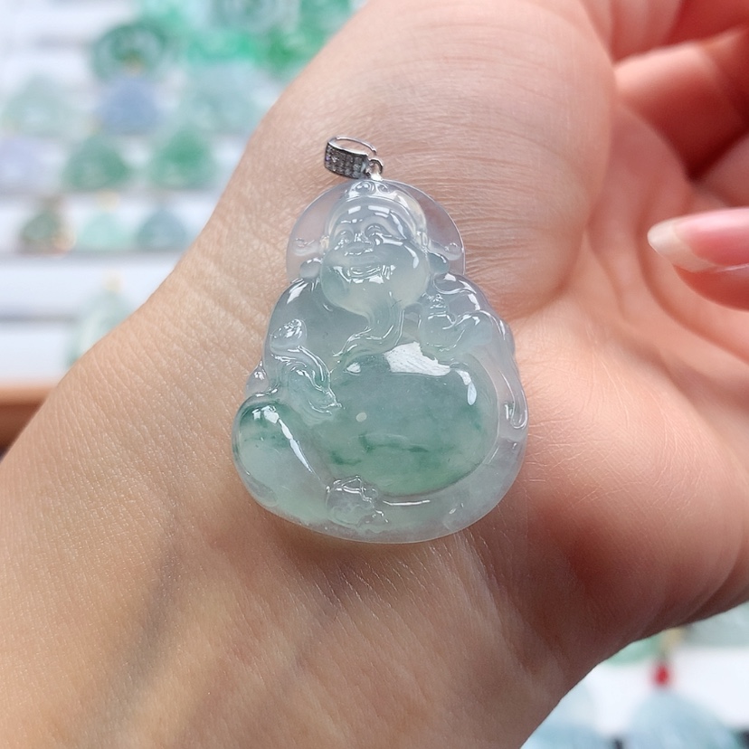 【闪购商品】翡翠吊坠(赠链)18K金镶嵌