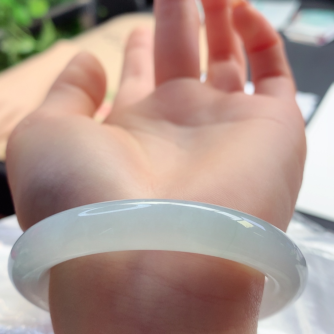 翡翠手镯未镶嵌天然翡翠52-53晴水美人条胶条子