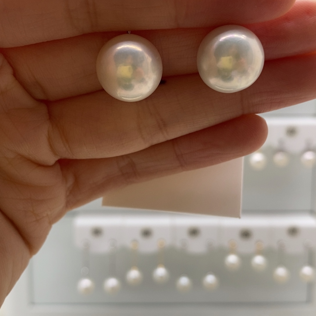 淡水珍珠耳饰银S925镶嵌定制