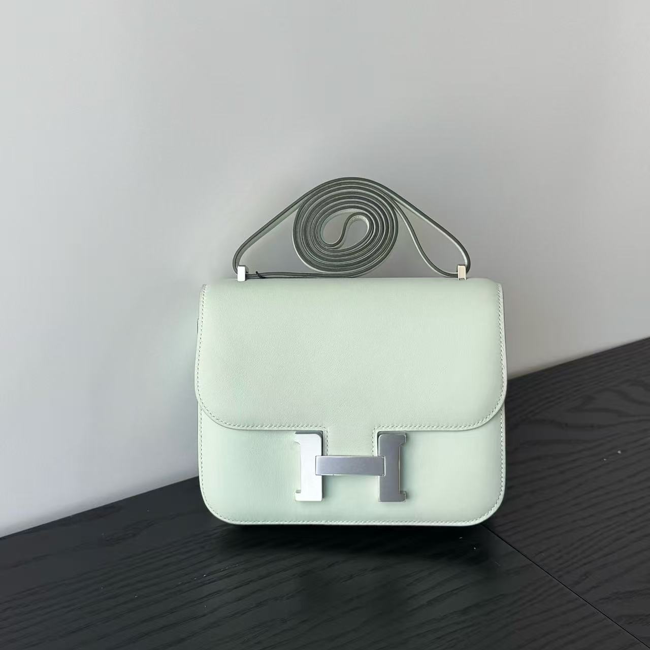 未使用 Hermes/爱马仕 康康19 薄荷绿 银扣 S皮 W刻