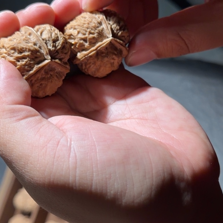 文玩核桃把件铁5元宝三棱37mm左右