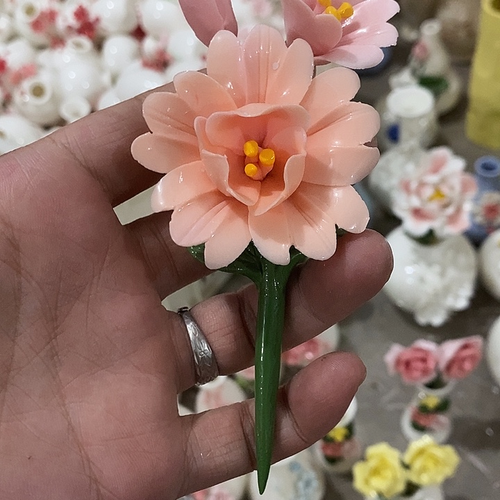 瓷片纯手工陶瓷花摆件瑕