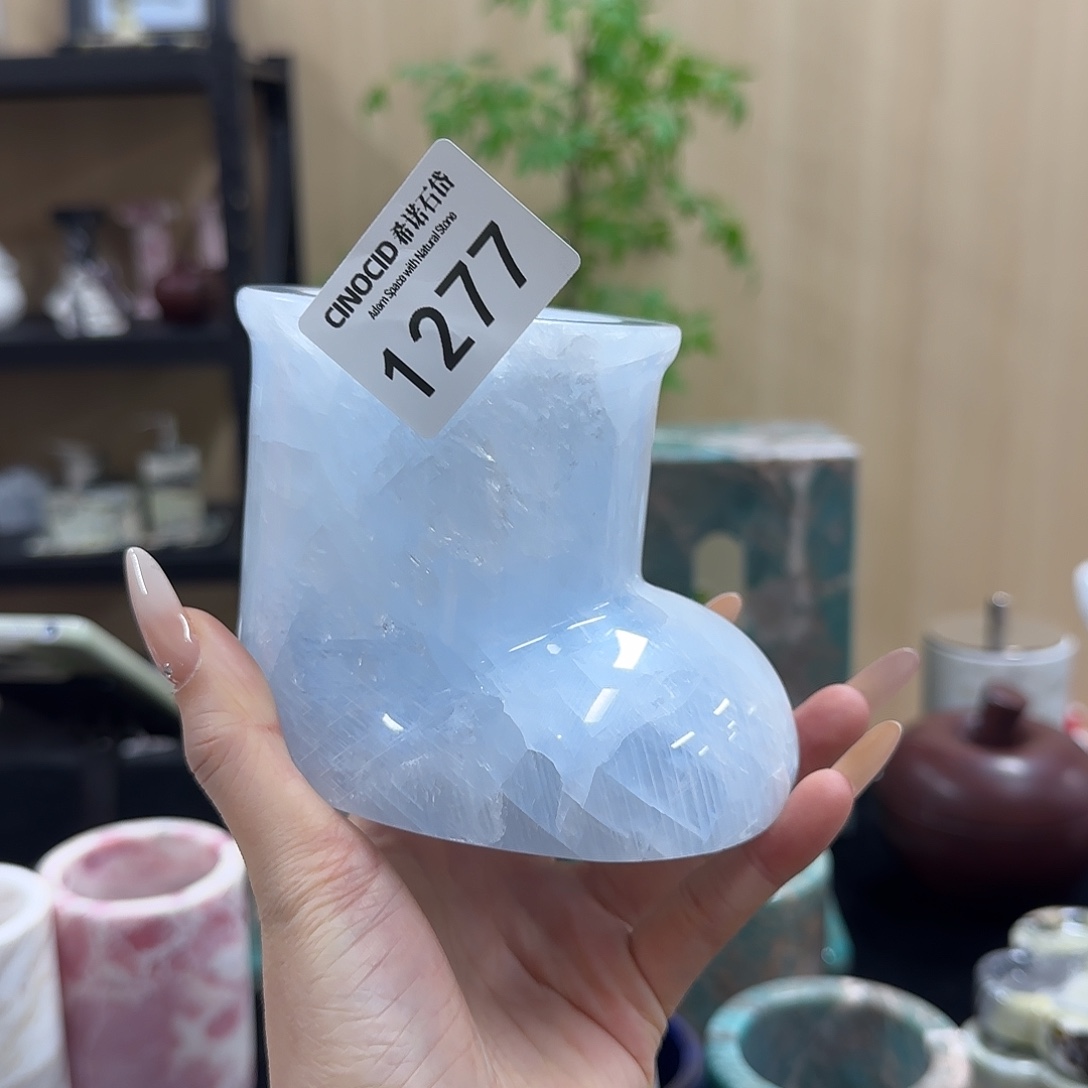 冰川蓝水靴子烛台1277