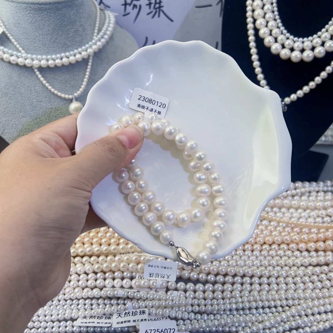 淡水珍珠银S925镶嵌项链手串耳饰吊坠