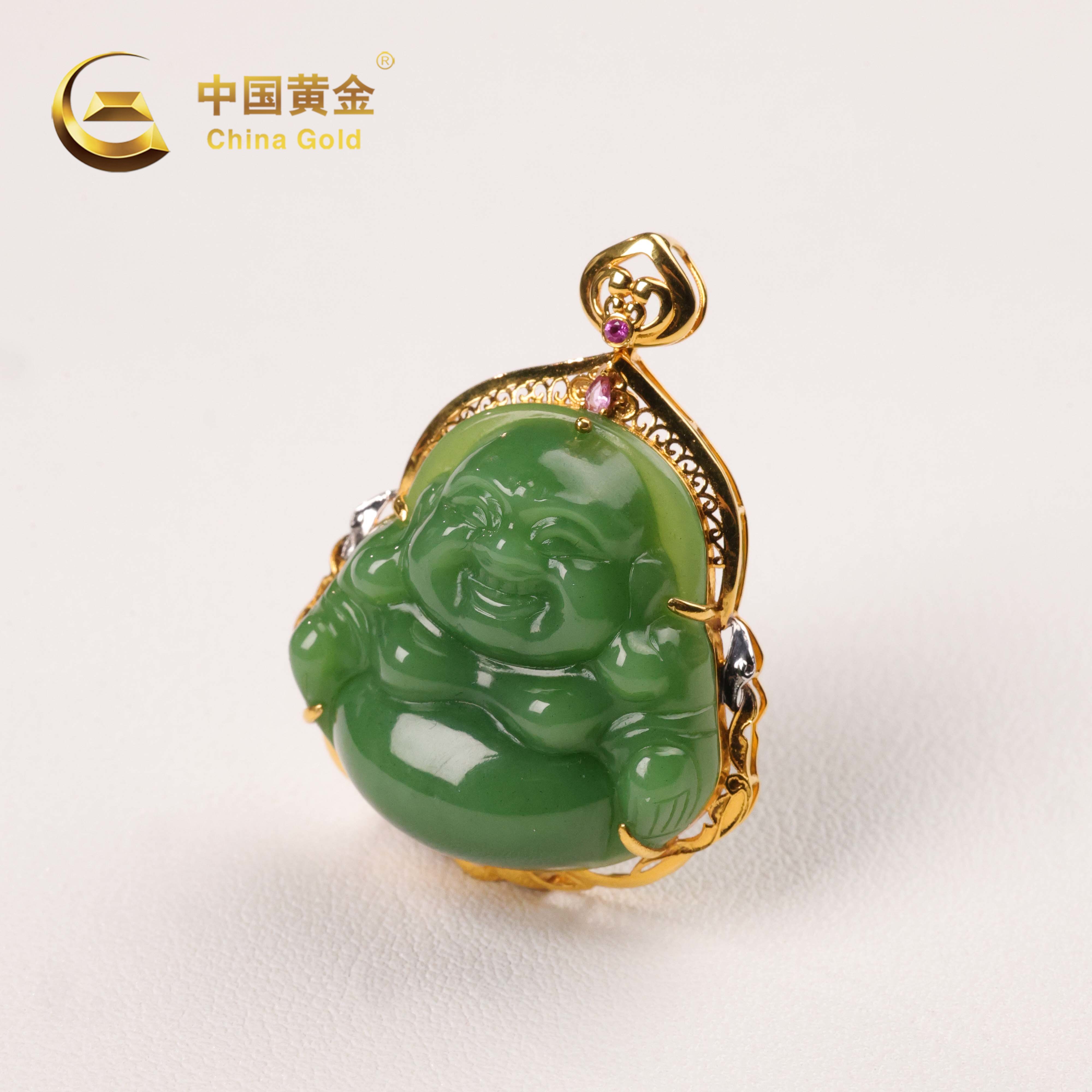 【中国黄金】晨曦 | 和田玉*吊坠*18k金镶嵌-D7163-Y