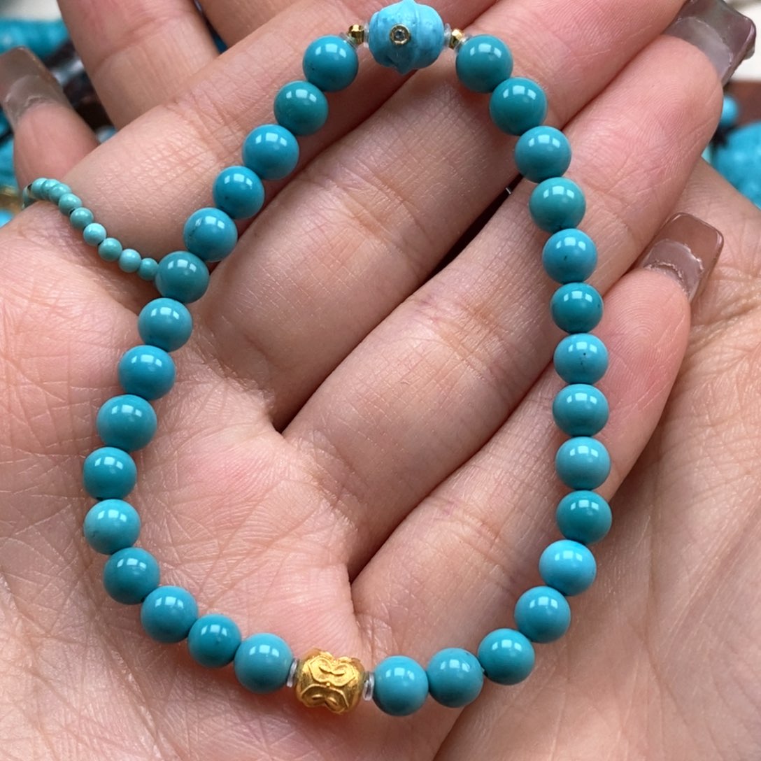 绿松石颈饰18K金镶嵌