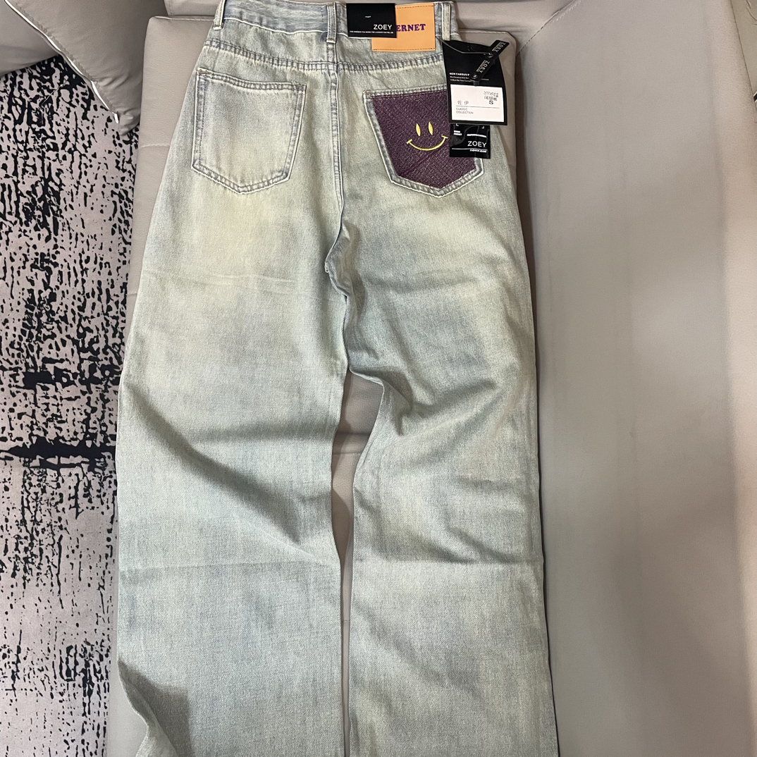 326#高腰高品质口袋刺绣阔腿裤6797#