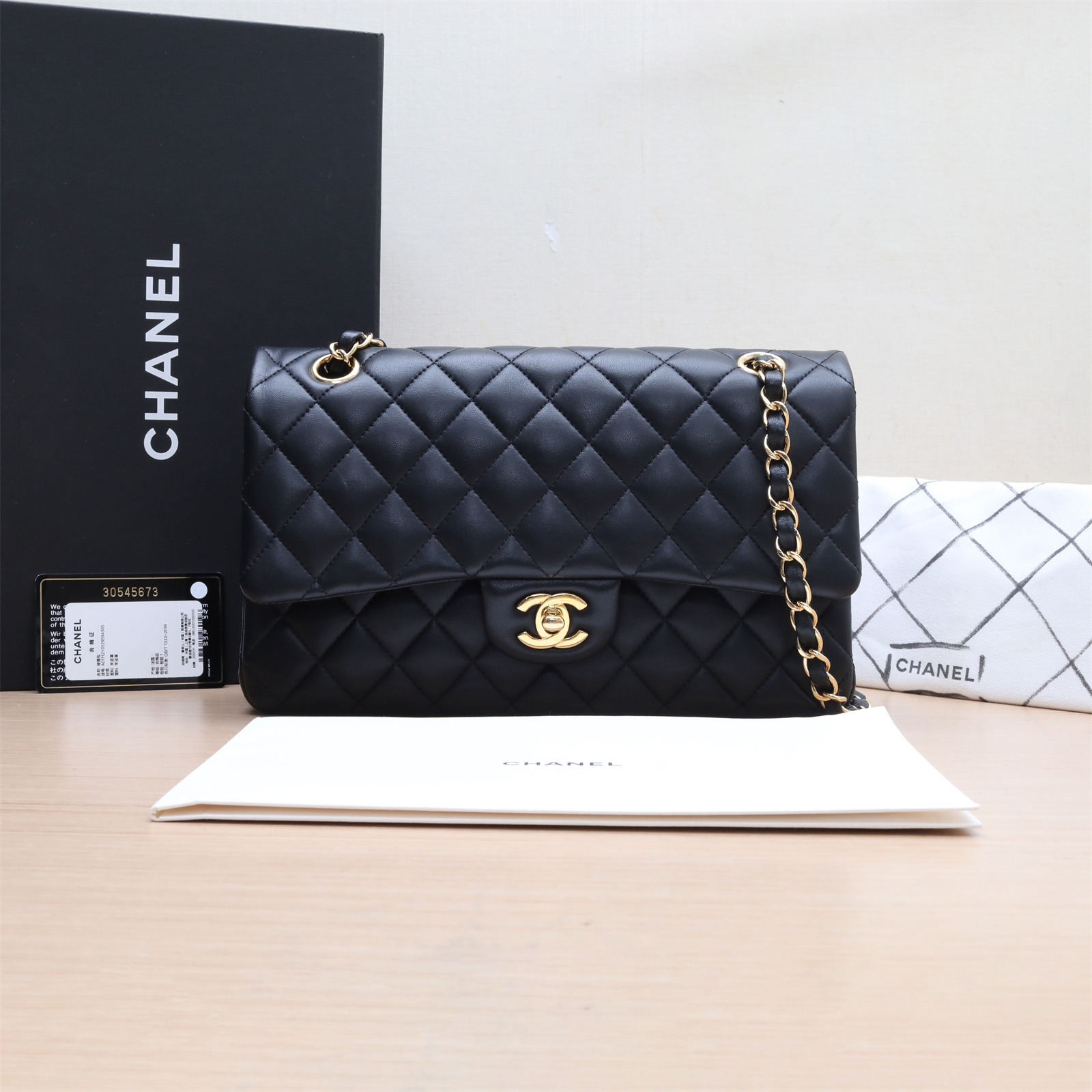 99新 Chanel/香奈儿 CF 口盖包25.5斜挎包黑色 30开 P224828320
