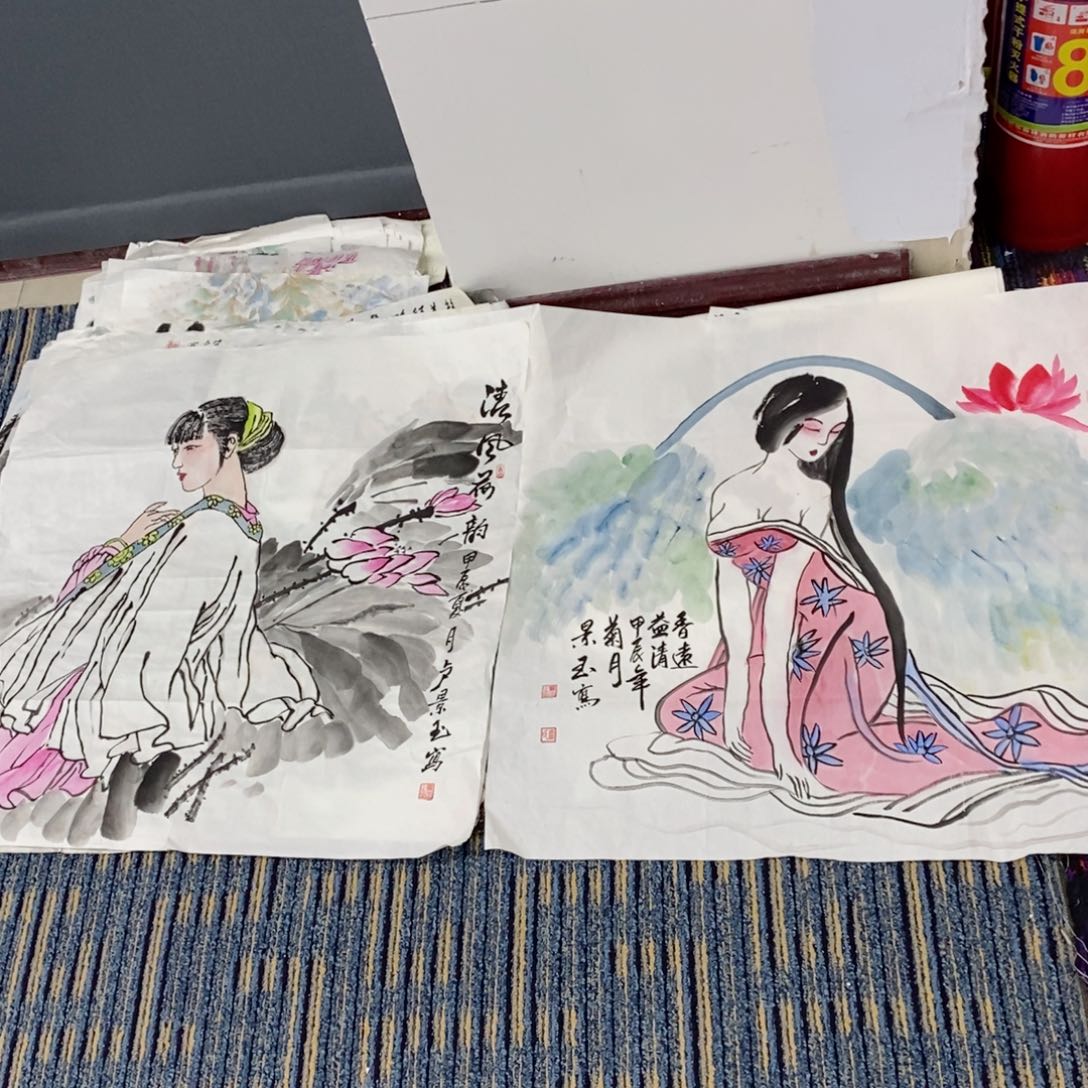 国画卢景玉两张斗方曈