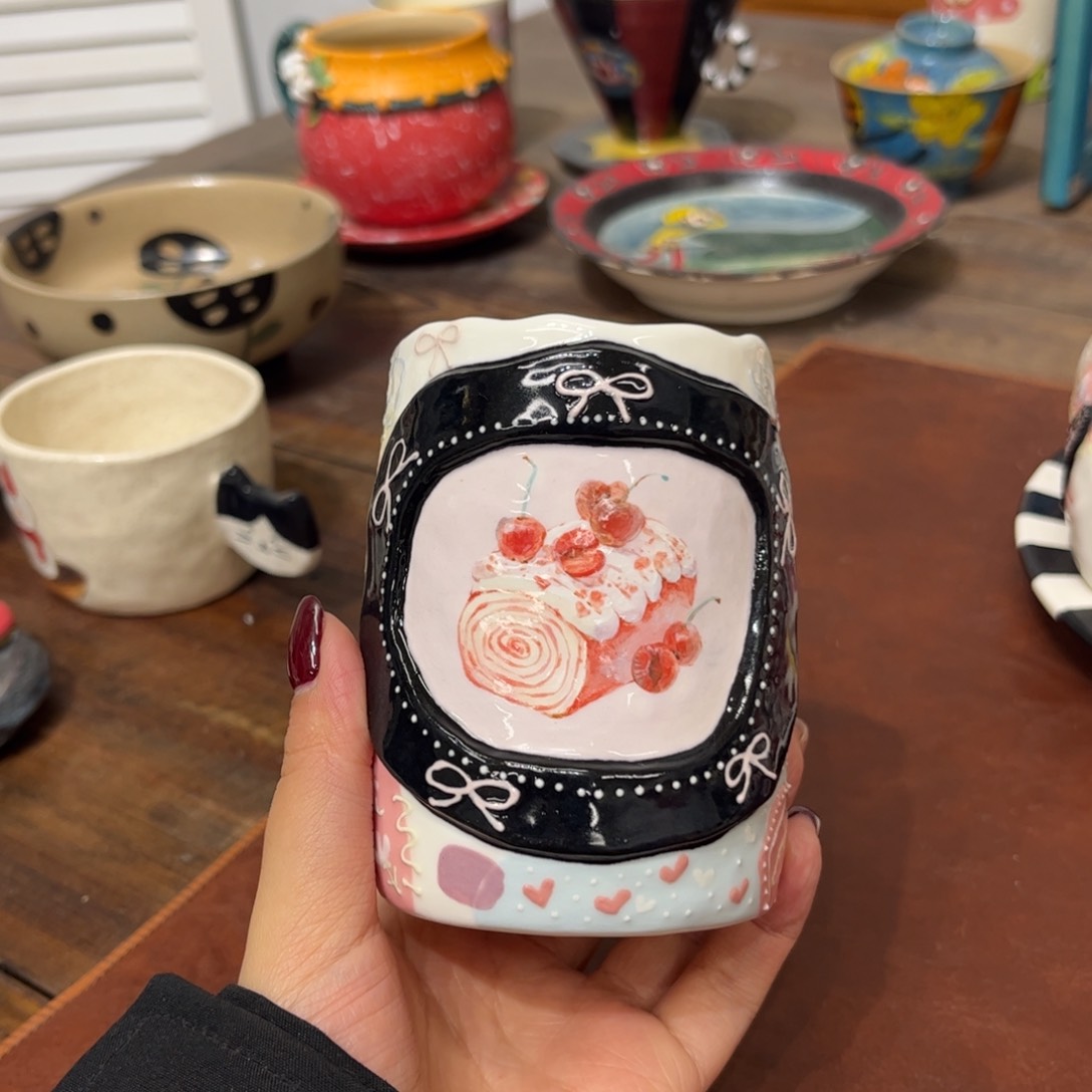 Popu樱桃毛巾卷陶瓷陶瓷