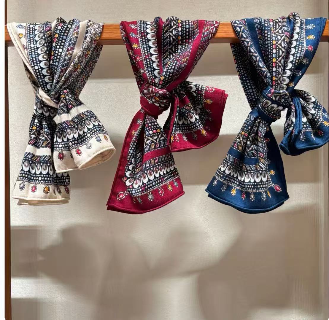 中古珠宝 2025新款澳毛保暖85*85左右大方巾丝巾女春秋款