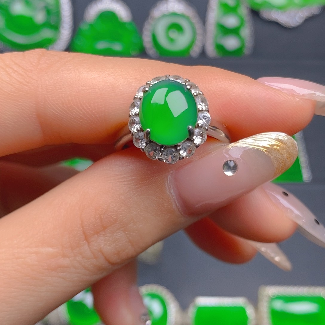 银S925镶嵌戒指翡翠