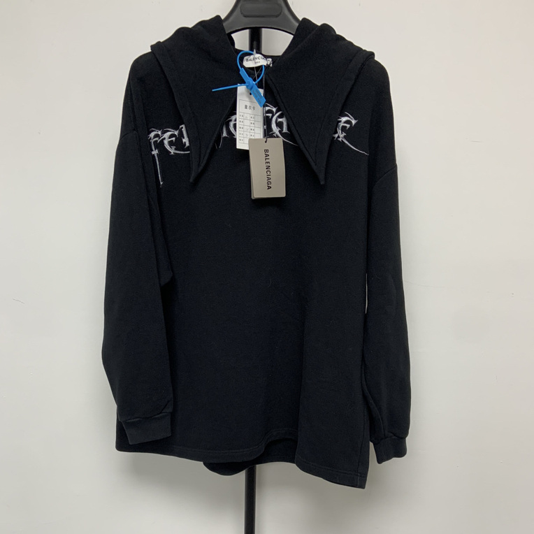 未使用 Balenciaga/巴黎世家 字母刺绣连帽长袖卫衣 01589