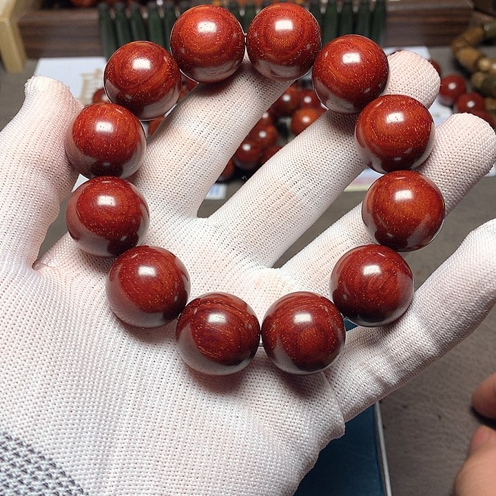 手串/手链小叶紫檀厚*蟹20 12颗鱼鳞高密