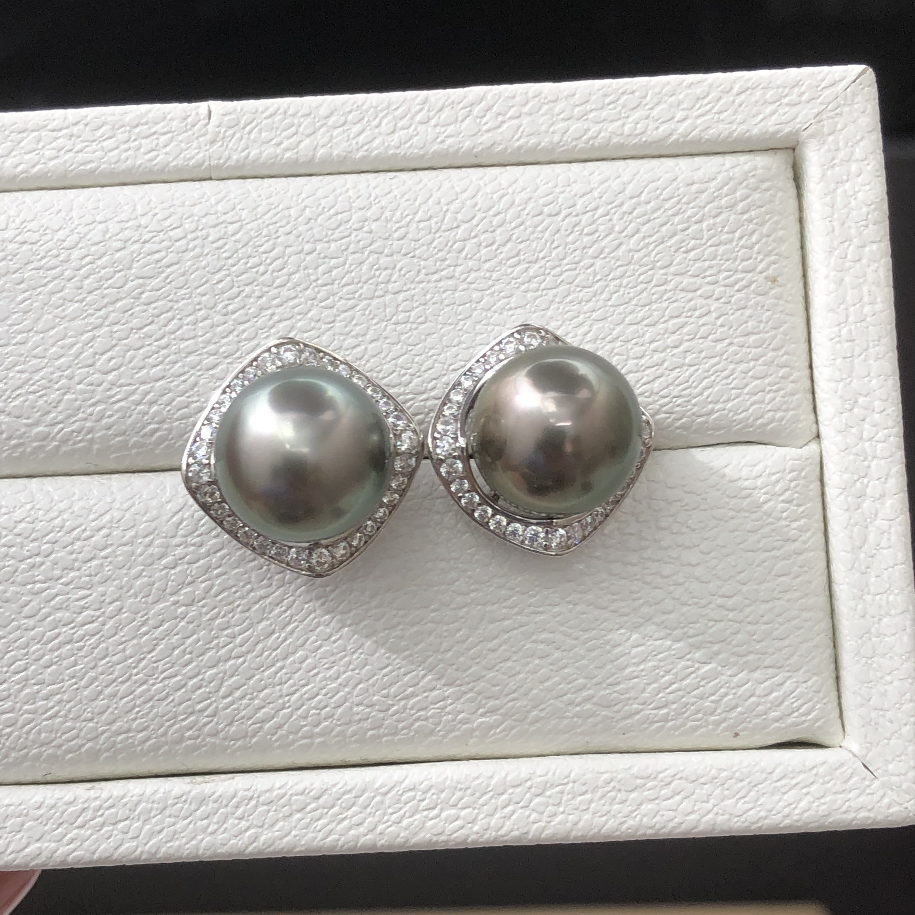 11-12mm极光海水大溪地耳钉气质轻奢时尚百搭大颗