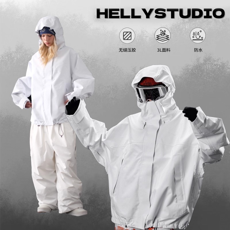 纯色防水冲锋衣专业滑雪服硬壳3l压胶外套双层