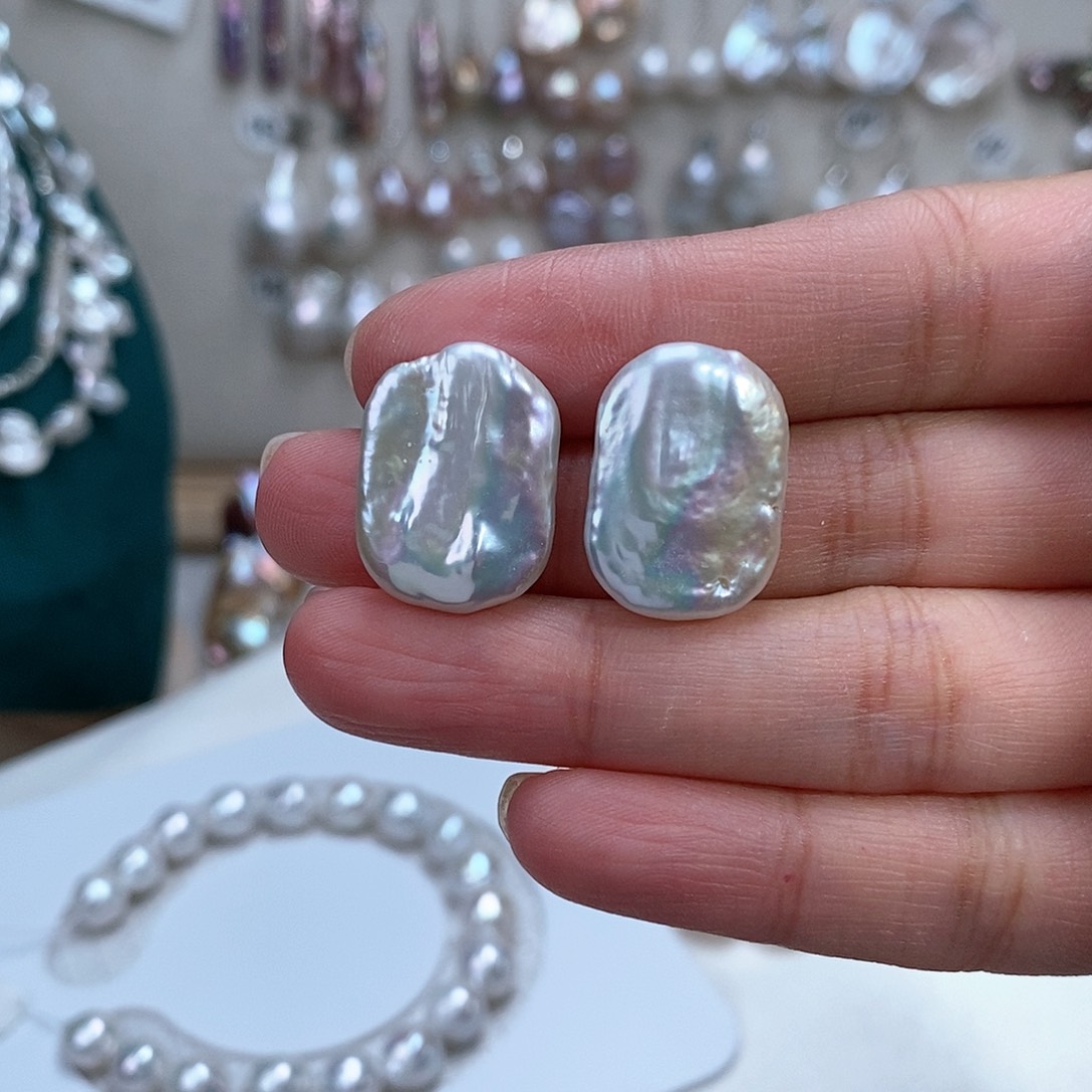 淡水珍珠耳饰银S925镶嵌过**欺